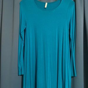 Turquoise long sleeve lightweight dress